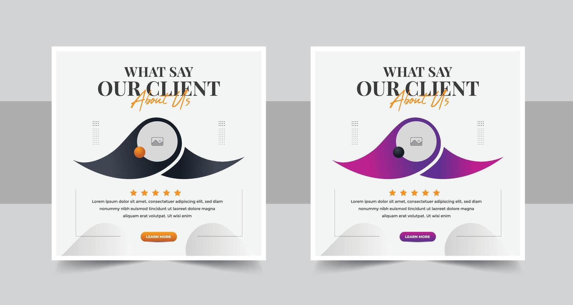 client feedback social media post banner set. Customer feedback testimonial social media post web banner template. client testimonials social media post banner design vector