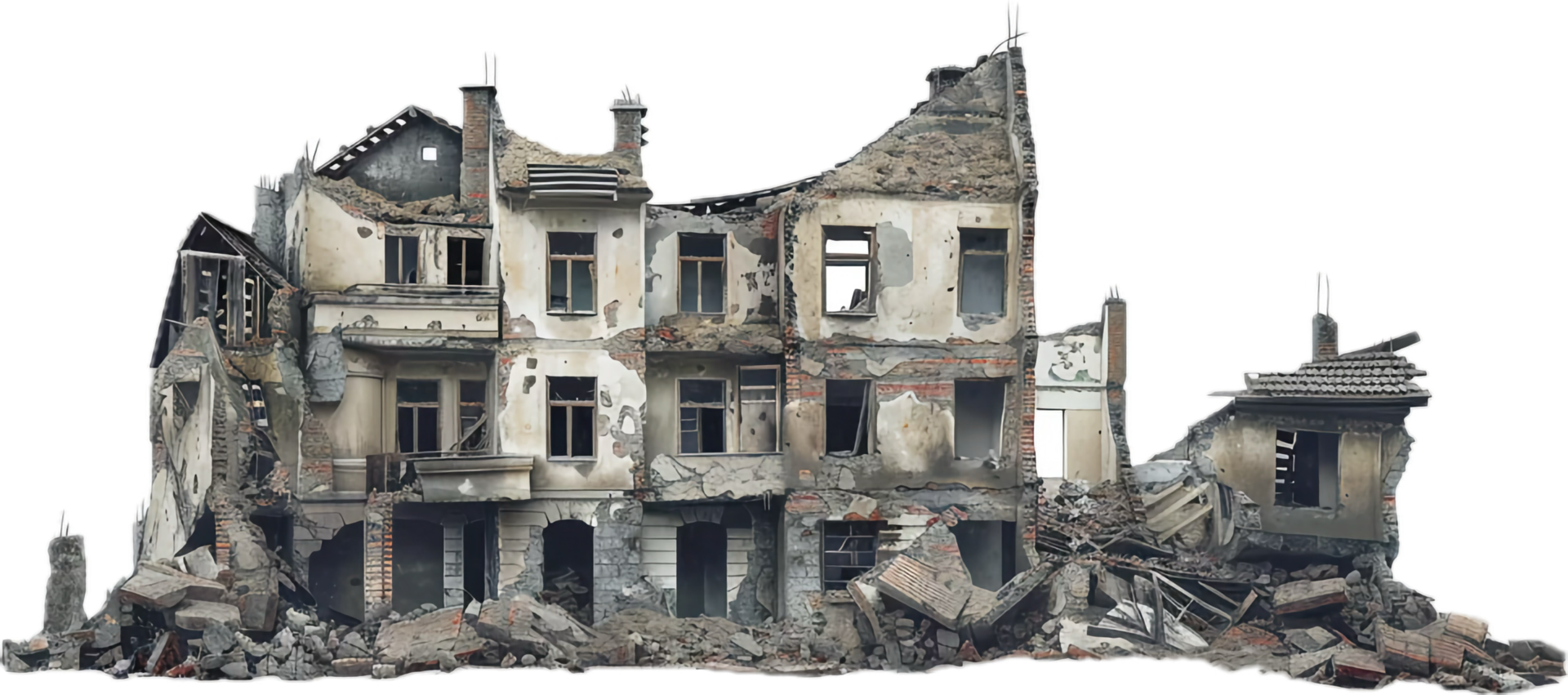 Abandoned Dilapidated Building Ruins. png