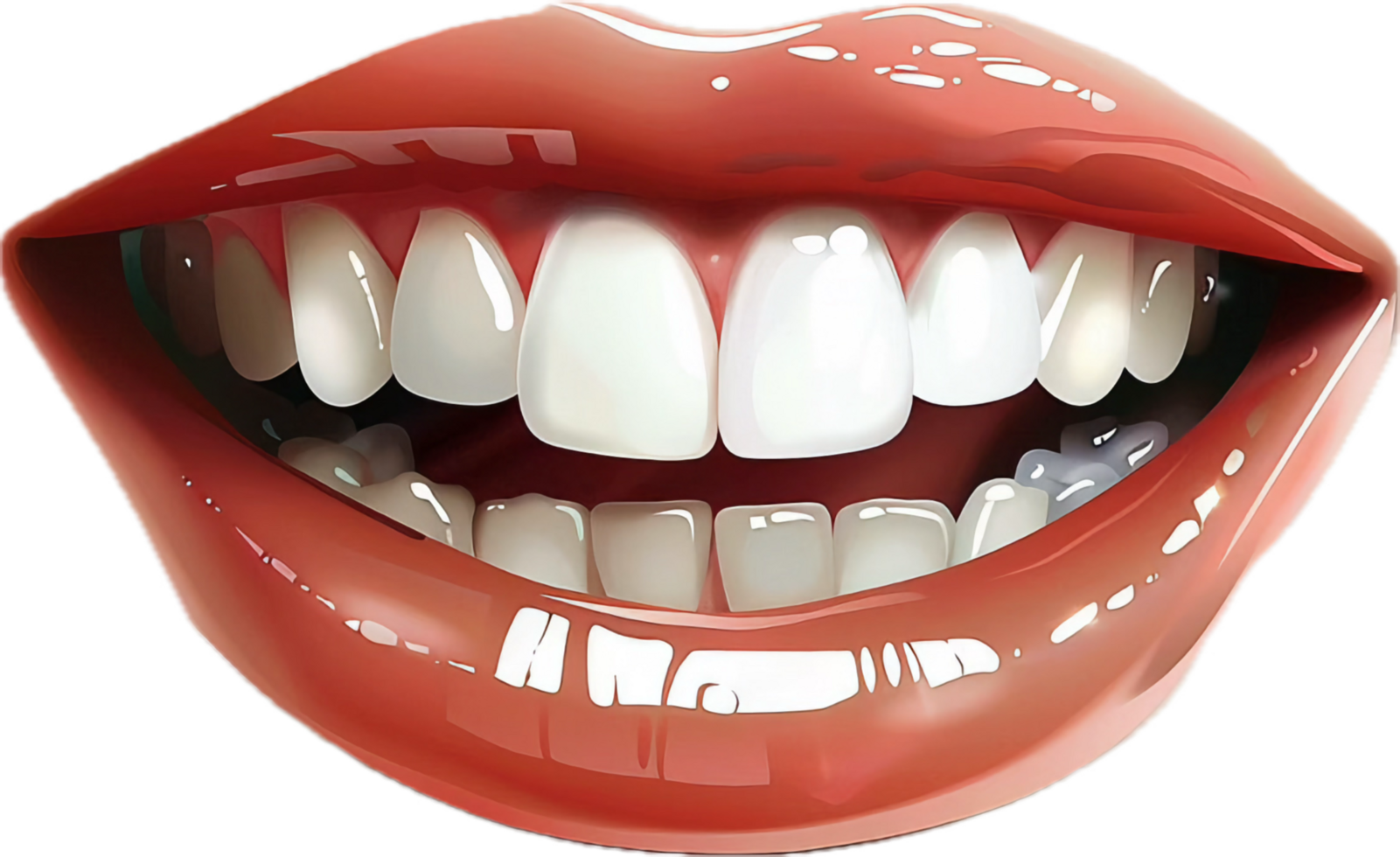 Close-up of Smiling Mouth with White Teeth. png