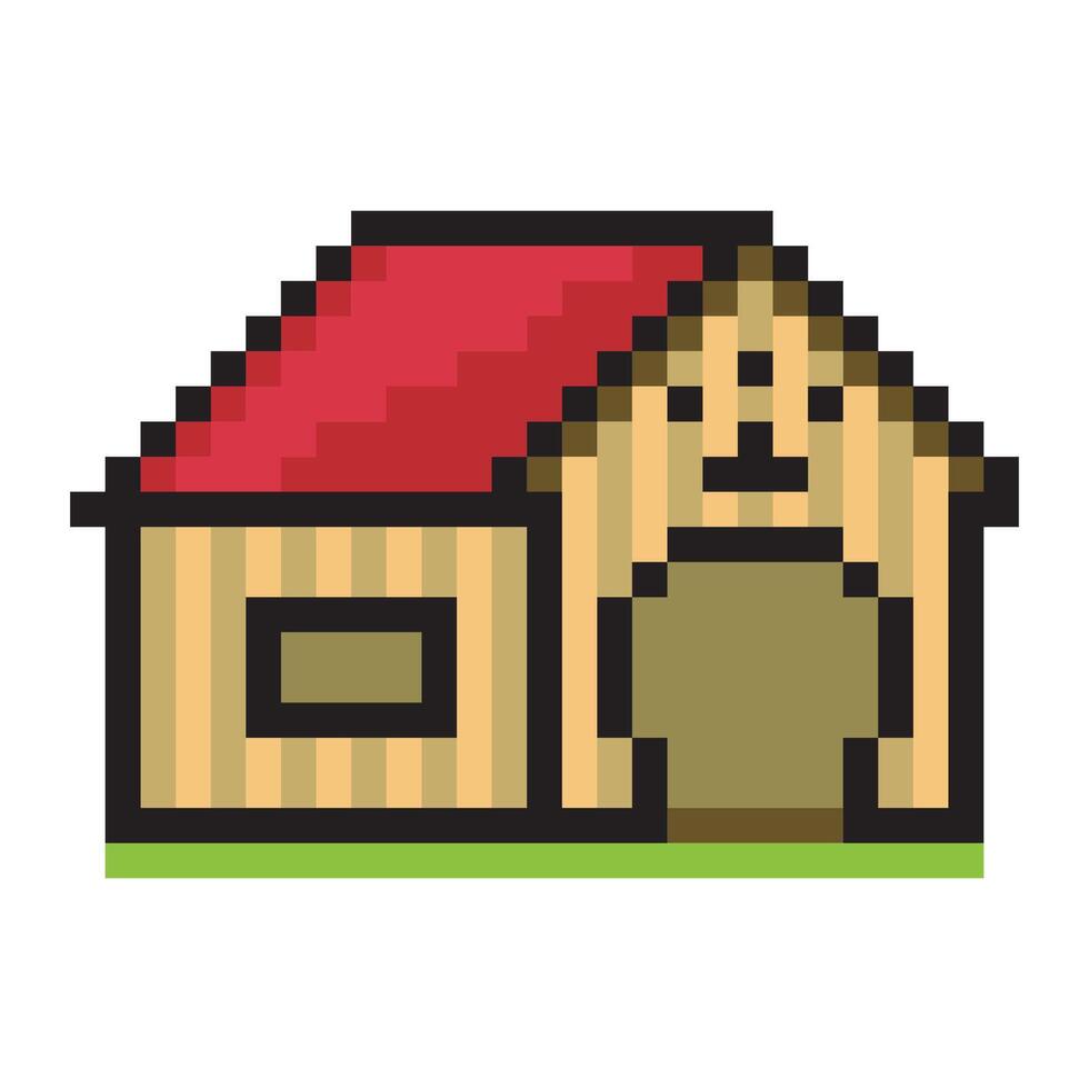 Dog house with pixel art design vector