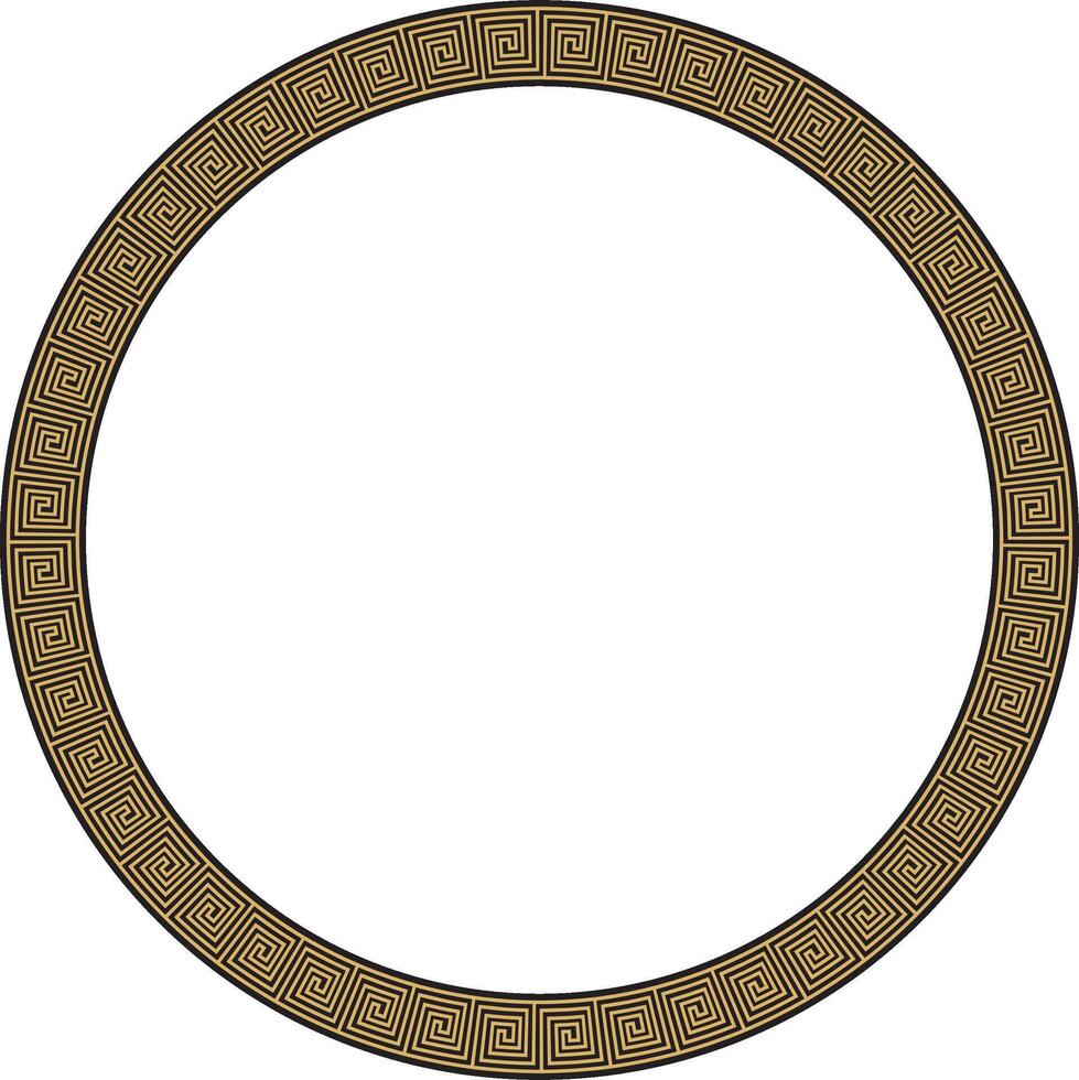 round gold and black classic frame. Greek meander. Patterns of Greece and ancient Rome. Circle european border vector
