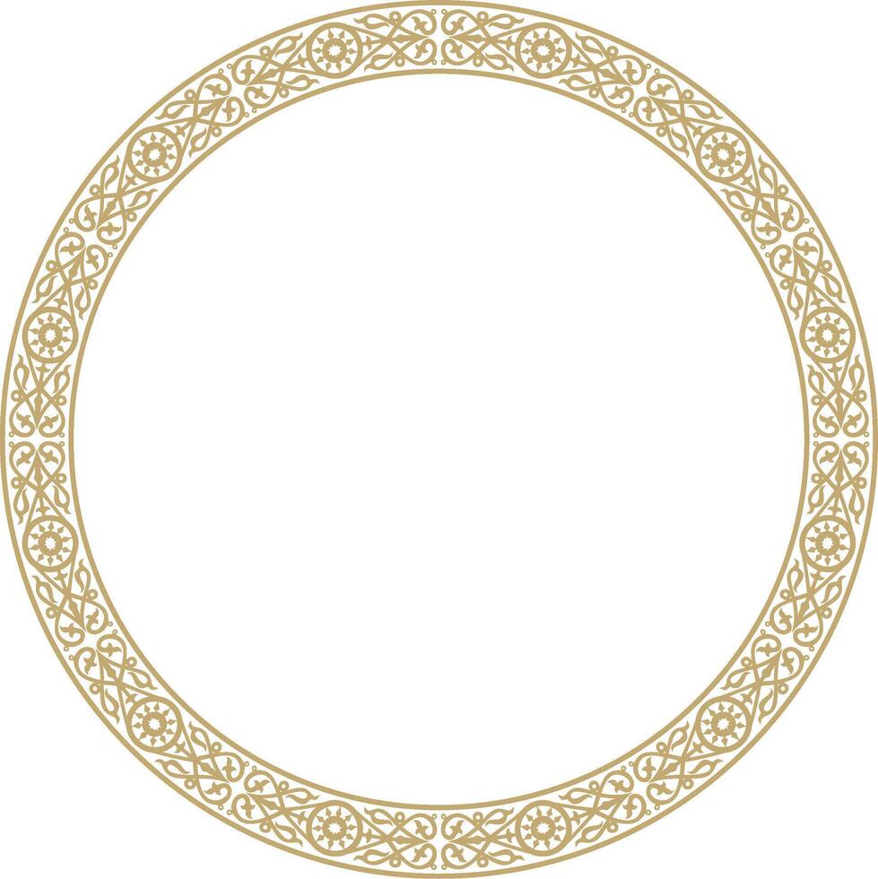 gold round Yakut ornament. Endless circle, border, frame of the northern peoples of the Far East. vector