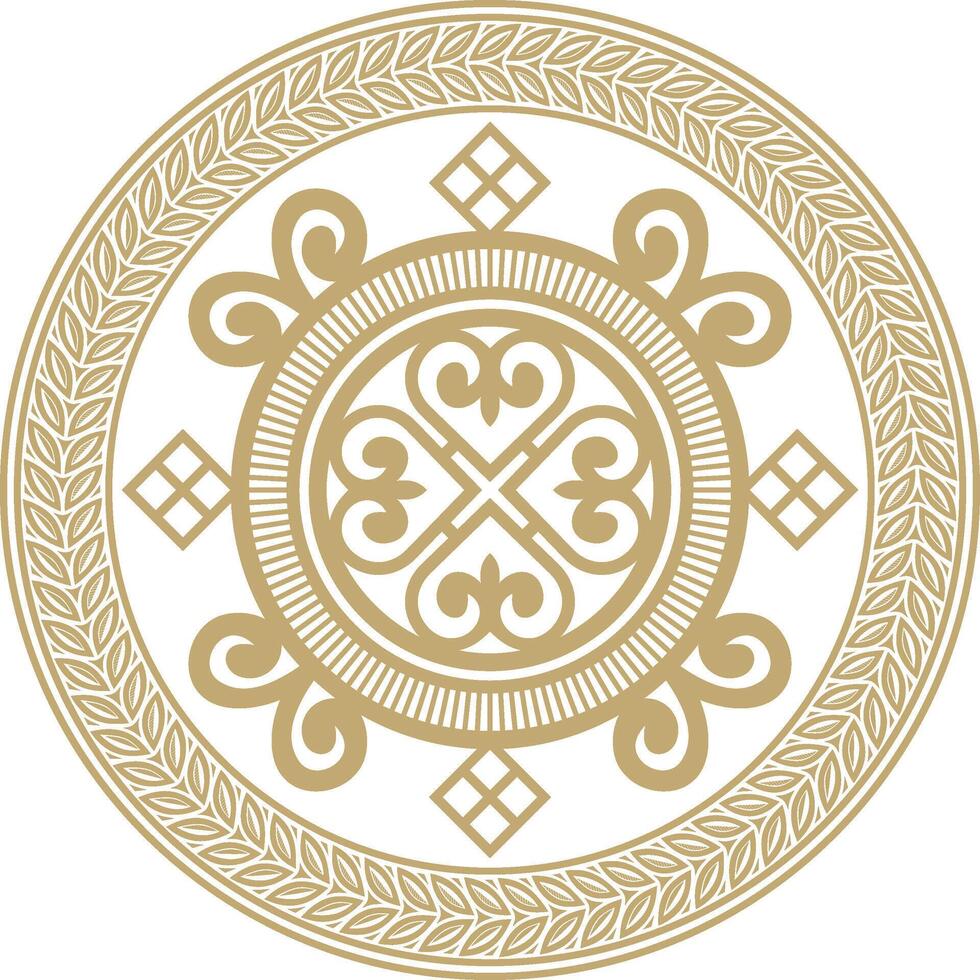 gold round Yakut ornament. Endless circle, border, frame of the northern peoples of the Far East. vector