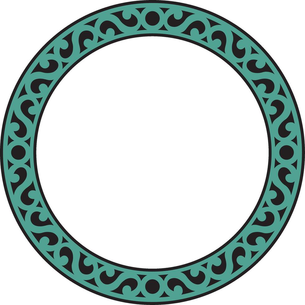 Yakut round turquoise frame. Ornamental circle of the northern peoples of the tundra. vector