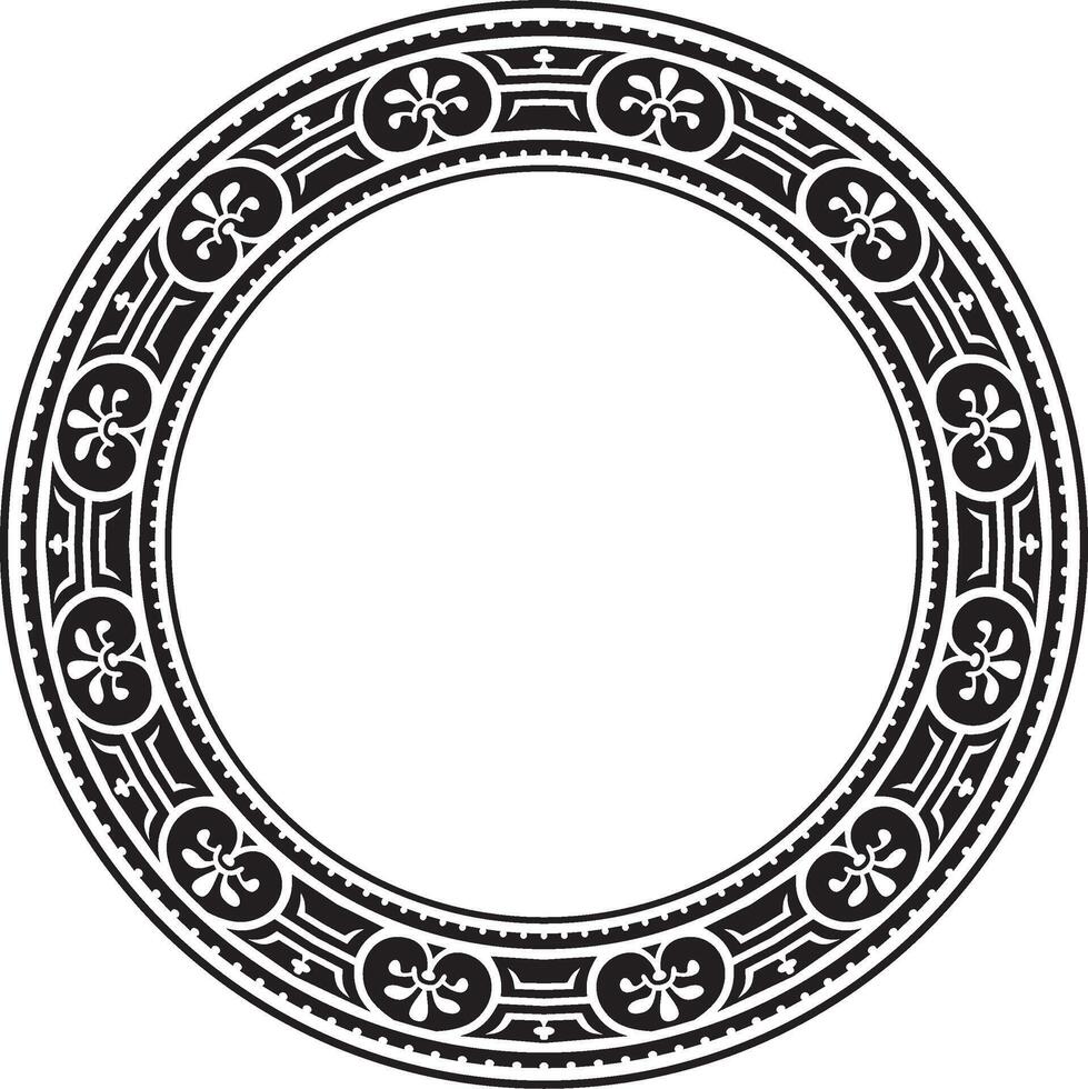 round black monochrome border, frame, Pompeii ring. Circle Neopolitan ornament. Art of Ancient Rome. vector