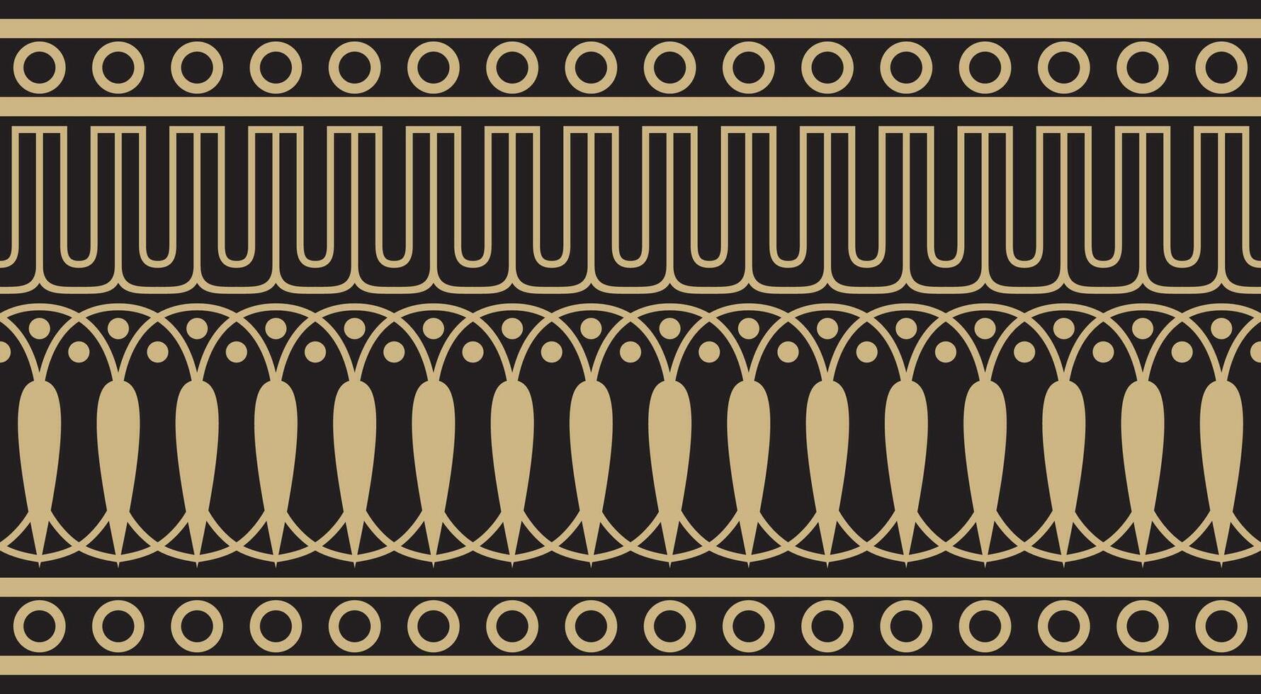 gold and black seamless classic Greek meander ornament. Pattern of ancient Greece. Border, frame of the Roman Empire. vector