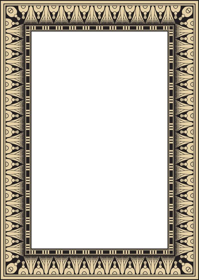gold and black square Egyptian ornament. Endless Rectangle, Ring of Ancient Egypt. Geometric African frame. vector