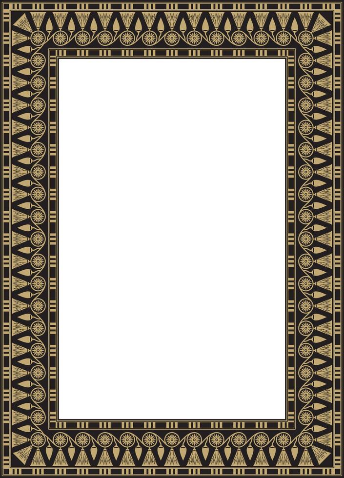 square black and gold Egyptian ornament. Endless border, ancient Egypt frame. vector