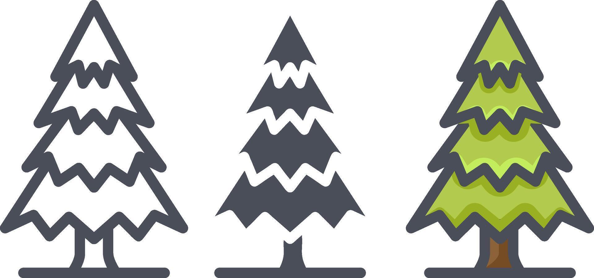 Flat forest trees icons, garden or park landscape elements. vector