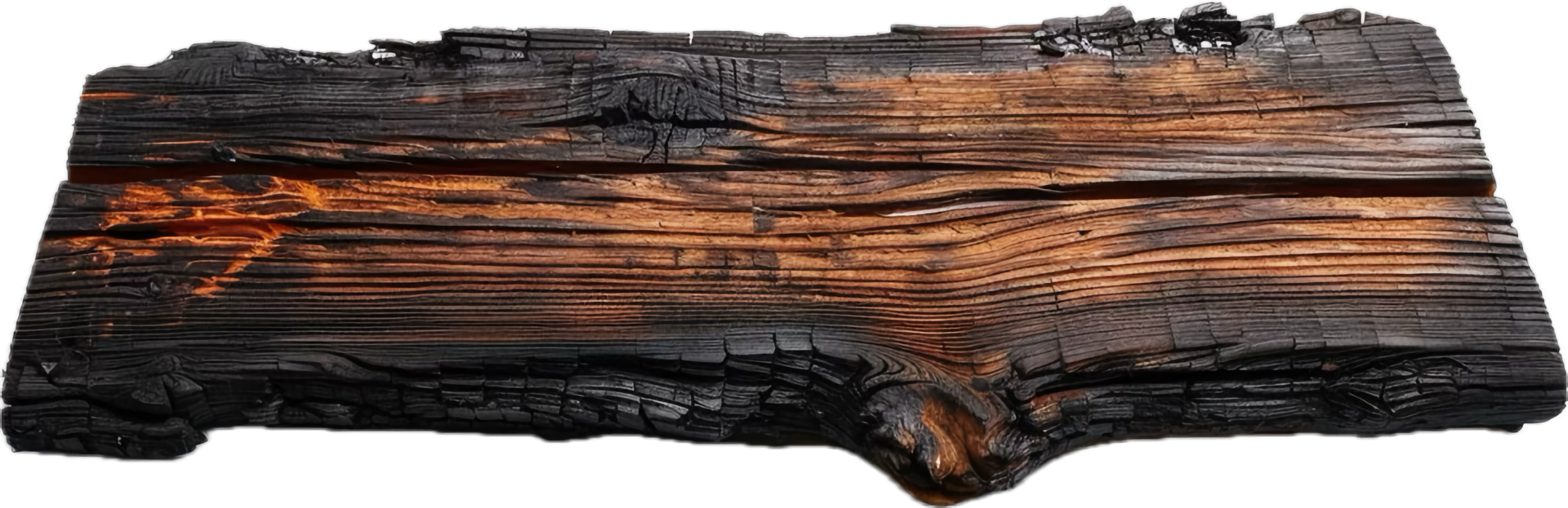 Burnt Wooden Plank with Charred Texture. png