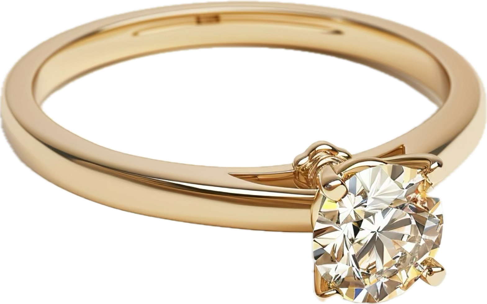 Gold Engagement Ring with Diamond Solitaire. png