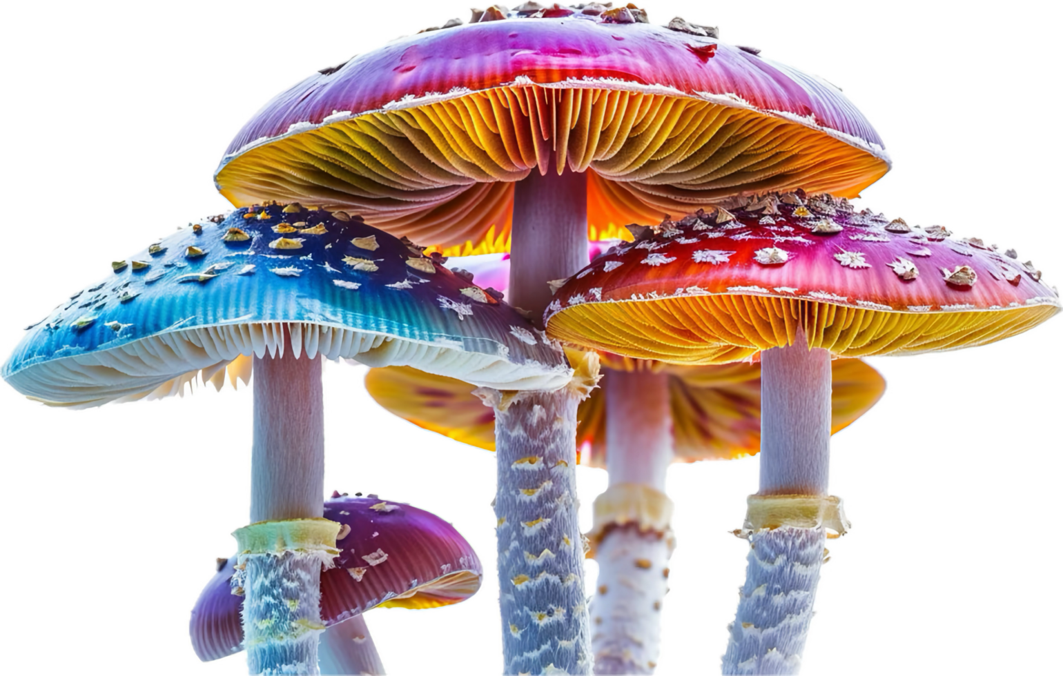 Colorful Glowing Mushrooms in Abstract Art. png