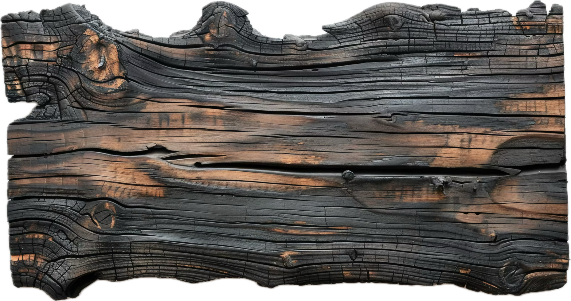 Burnt Wooden Plank with Charred Texture. png