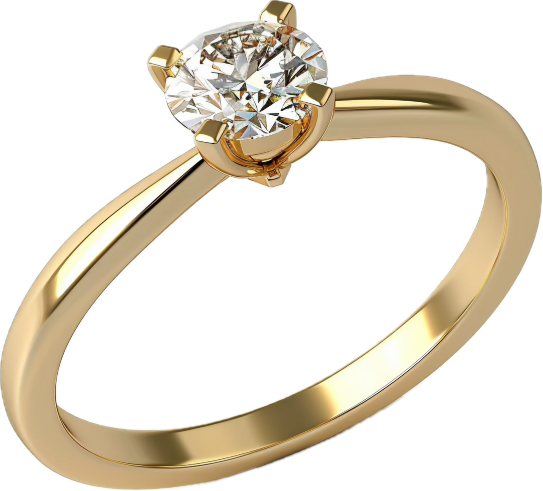 Gold Engagement Ring with Diamond Solitaire. png