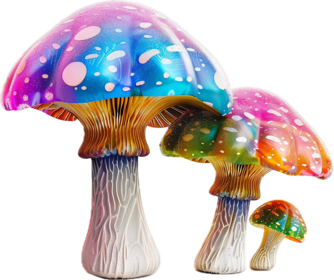 Colorful Glowing Mushrooms in Abstract Art. png