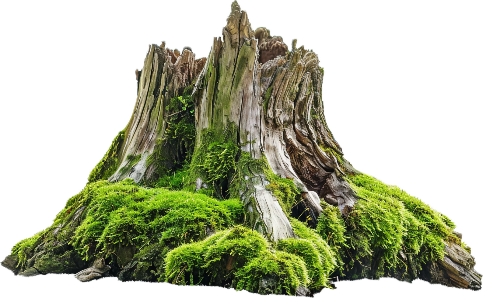 Old Tree Stump Covered with Moss. png