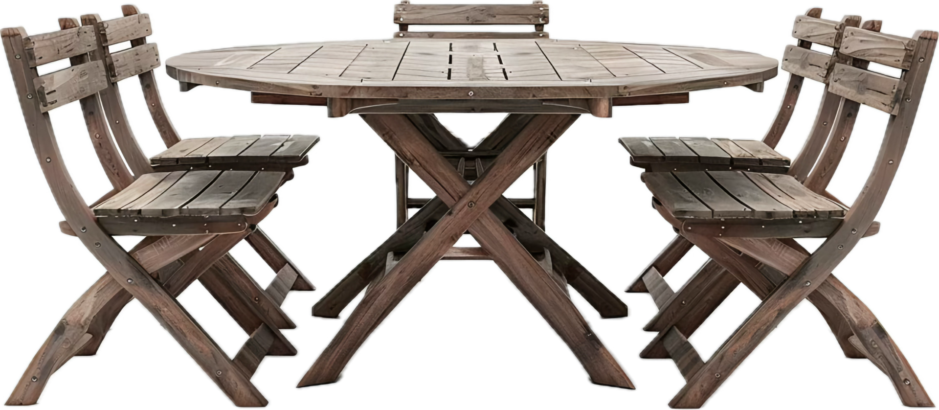 Rustic Wooden Dining Set with Table and Chairs. png