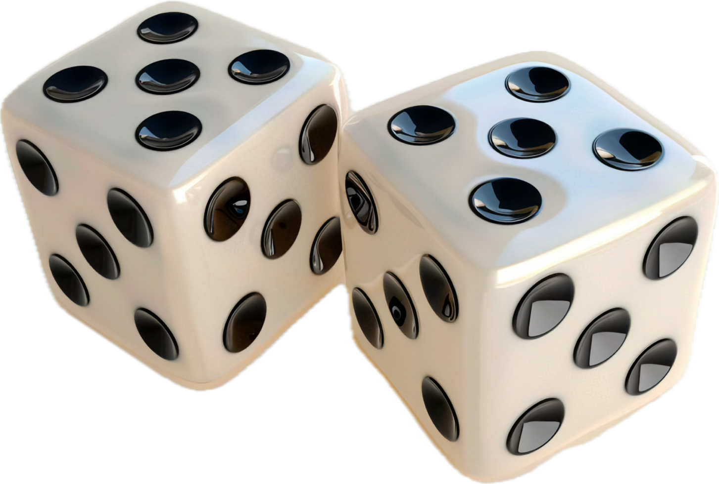 Pair of White Dice with Black Dots. png