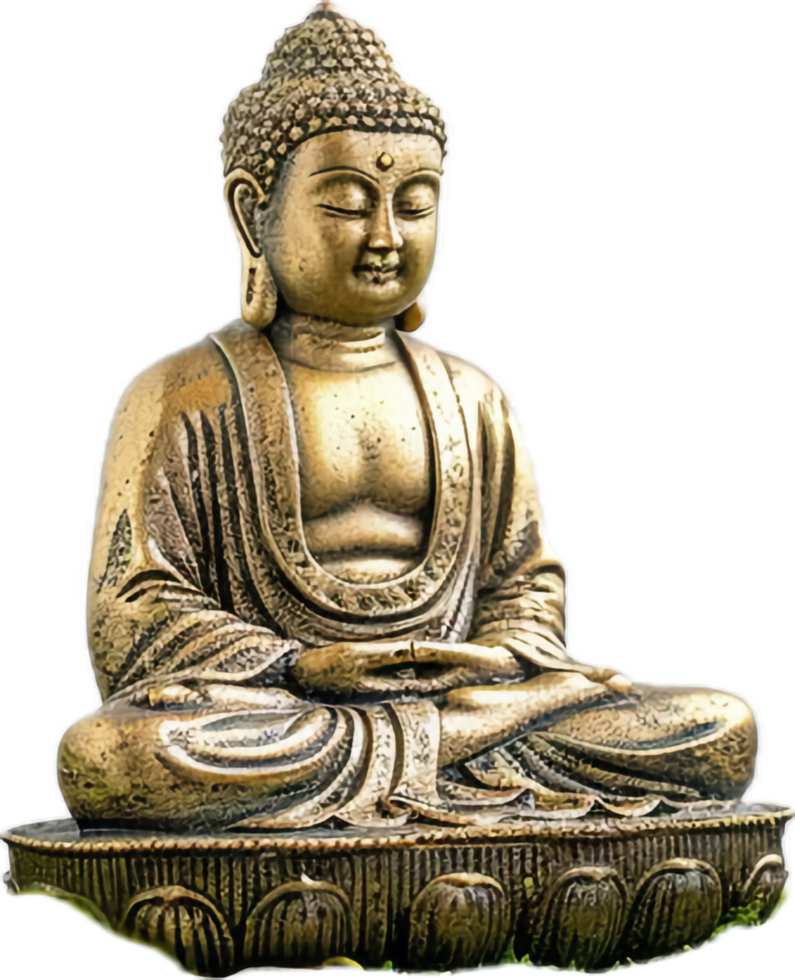 Golden Buddha Statue in Meditation Pose. png