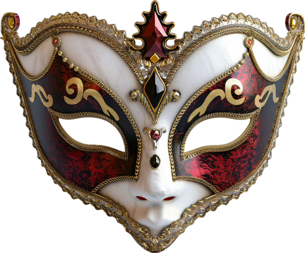 Ornate Venetian Mask with Gold Detailing. png
