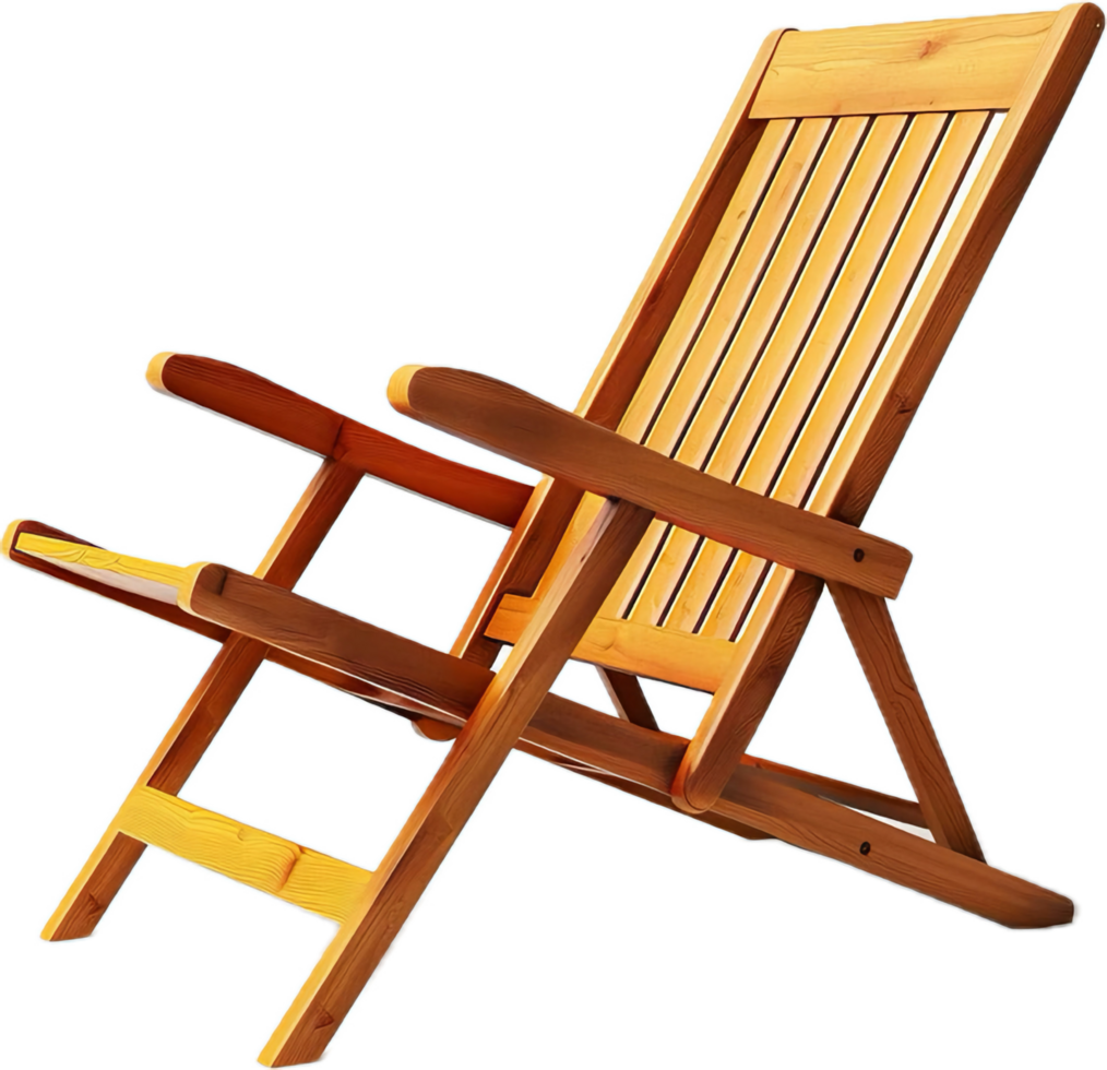 colorato a strisce di legno spiaggia ponte sedia. png