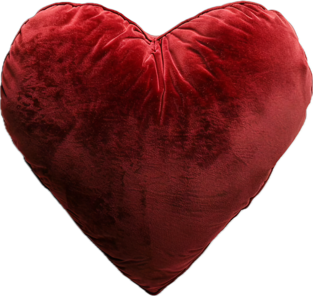 Red Heart-Shaped Velvet Pillow Cushion. png