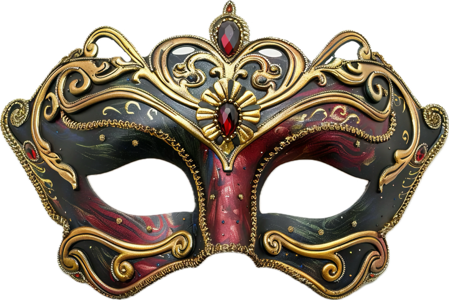 Ornate Venetian Mask with Gold Detailing. png