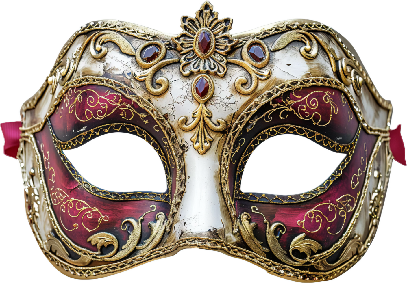 Ornate Venetian Mask with Gold Detailing. png