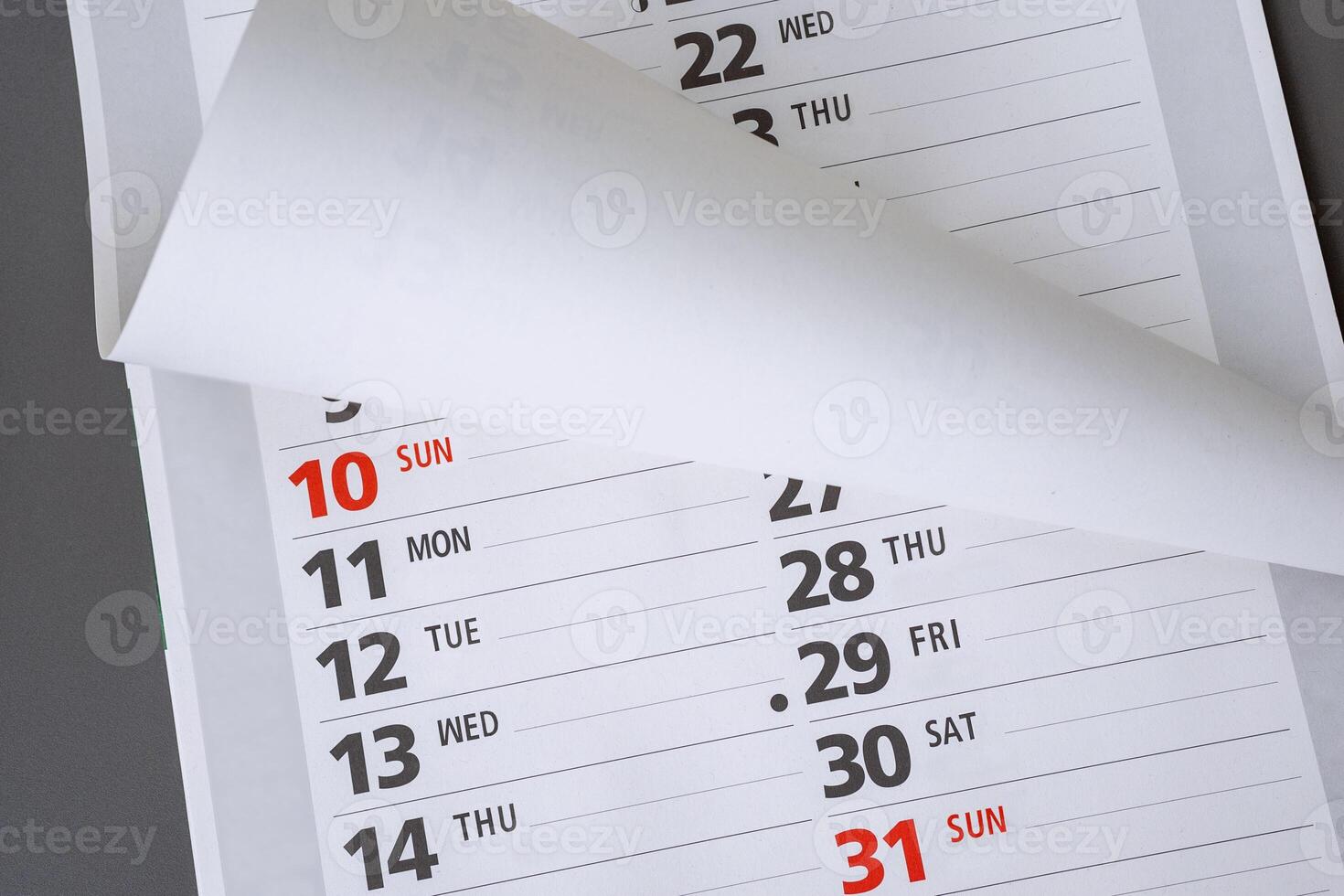 Close up of a paper calendar. photo