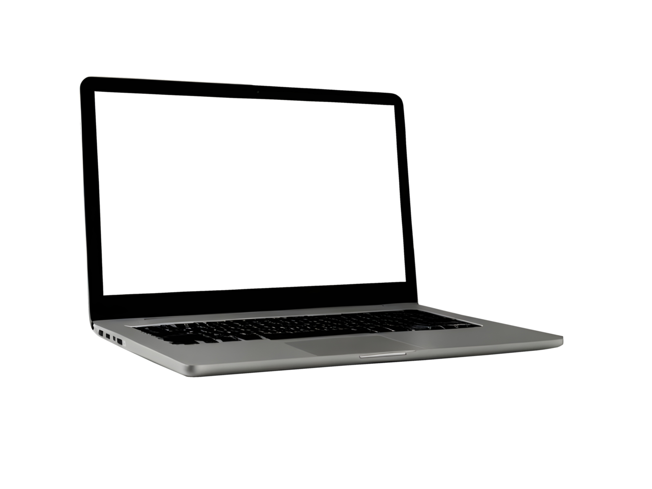 Laptop computer with blank transparent screen and background png