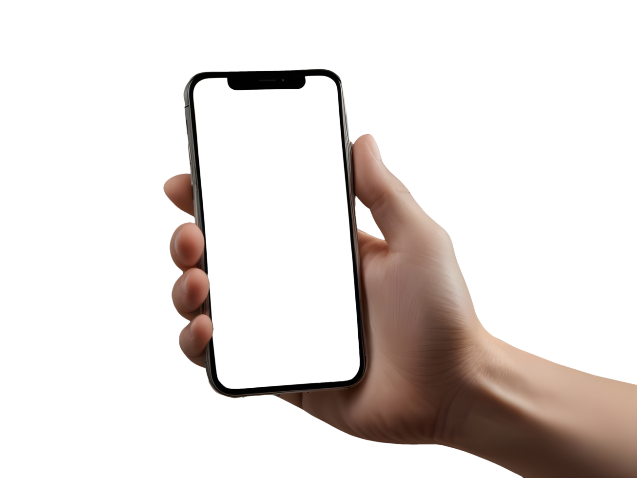 Hand holding smart phone Mockup and screen Transparent png