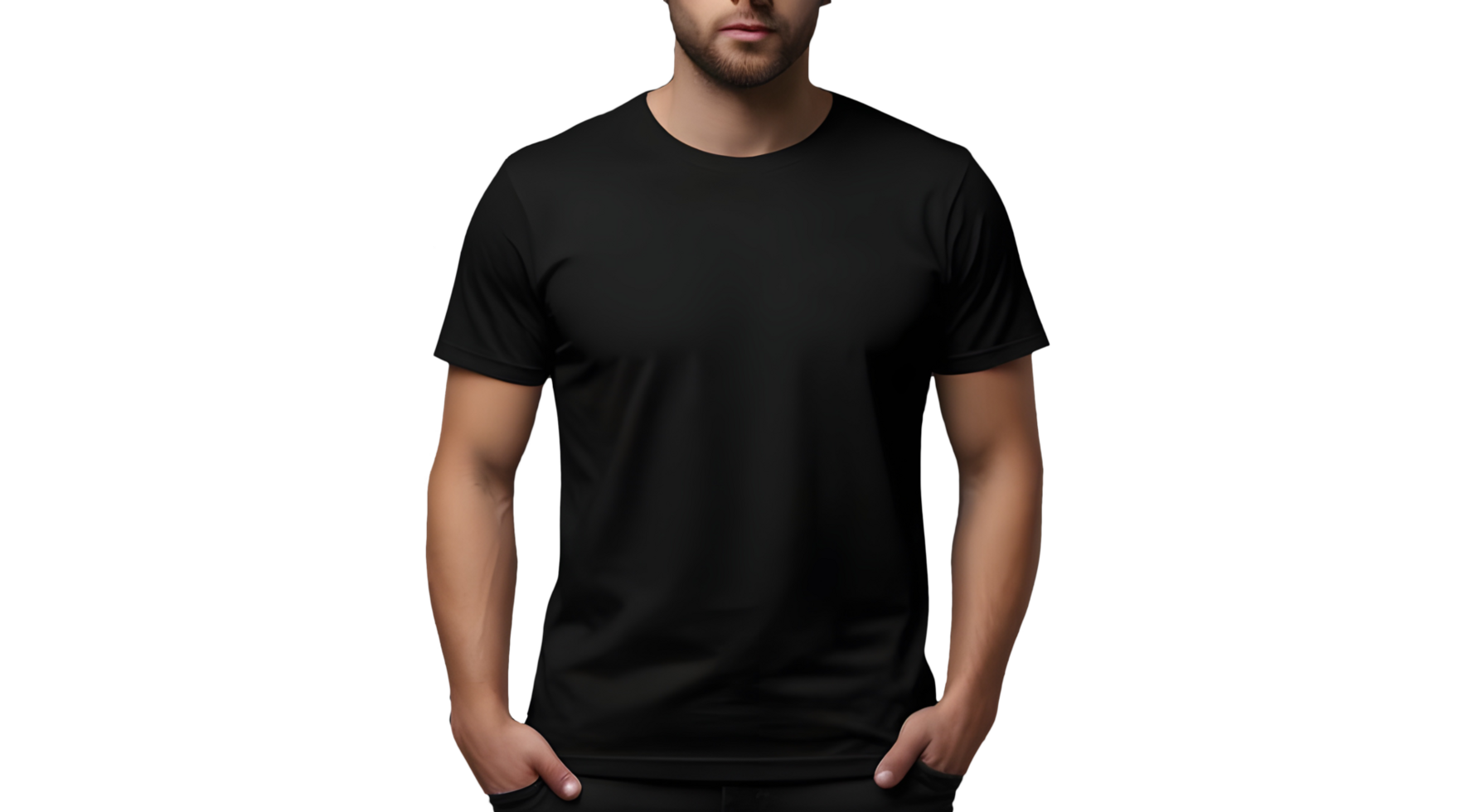 t shirt round neck front, back and side view on transparent background png
