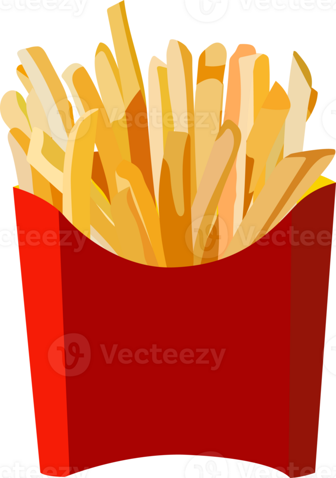 illustation of french fries chips flat design isolated transparent background. fast food graphic element design. png