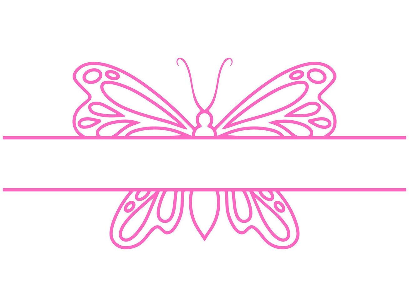 Hand Drawn Butterfly Frame Line Art vector