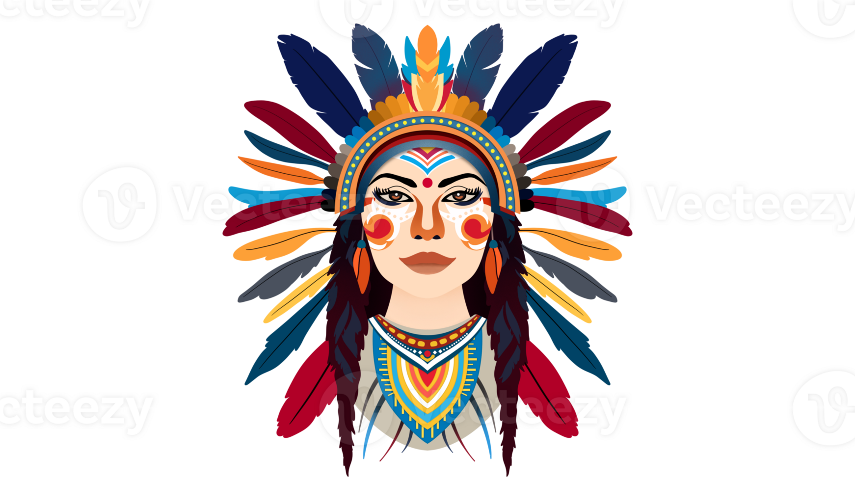 Indian girl, Indian Chief Head, Indian tribe's eyes, Red Indians Face, Native American Day, face paint of native Americans, indigenous people day, Wearing Indian Headdress With Feathers, apache tribe png