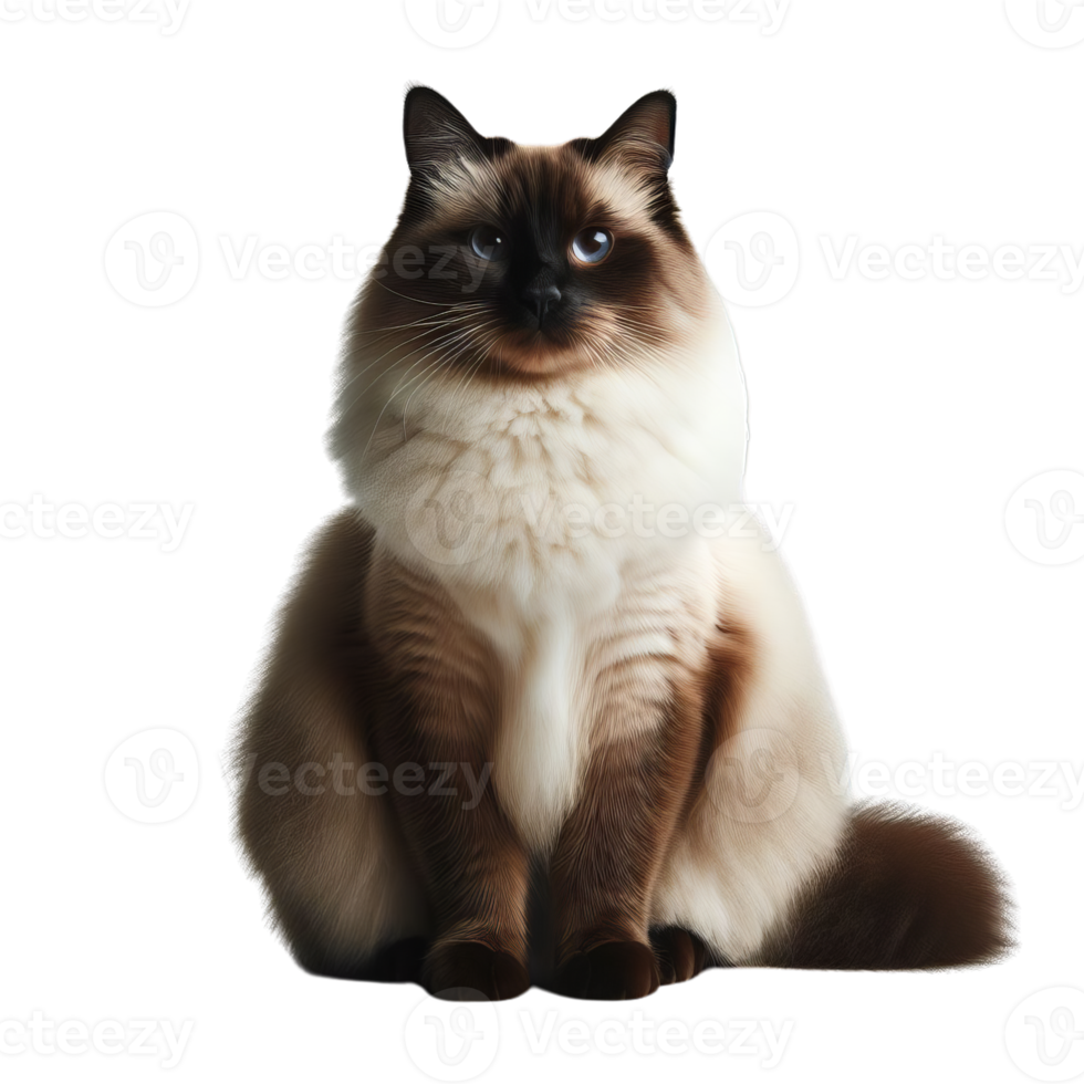 Majestic Siamese Cat Posing Gracefully on Transparent Background, Elegant Feline Portrait png
