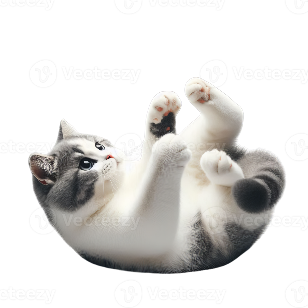 Adorable Kitten Engaged in Play on Transparent Background, Delightful Feline Frolic png