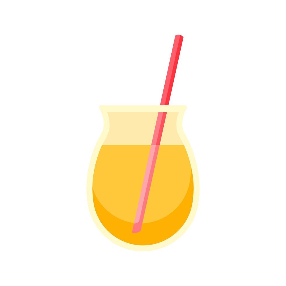 Cartoon juice in glass with red straw. Fresh vegetable drink. Healthy diet. vector
