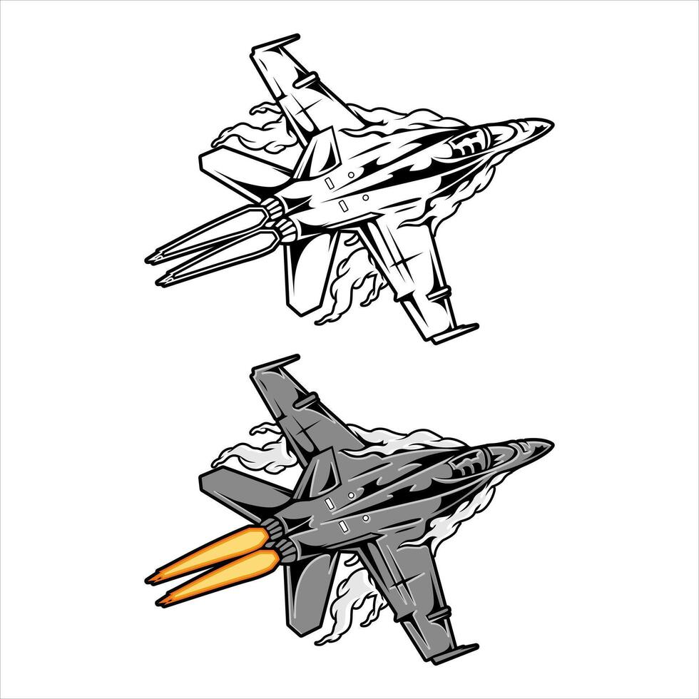 military fighter aircraft flying in the clouds vector