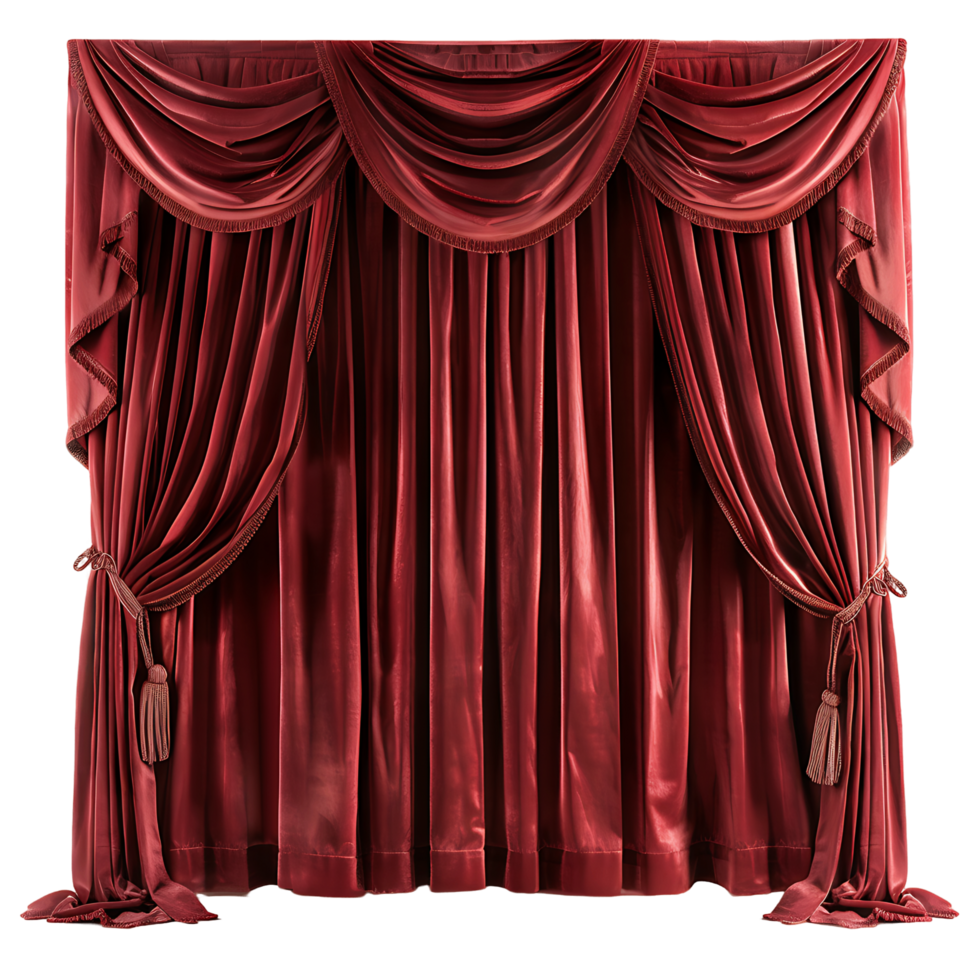 Theatrical Elegance Isolated Red Theater Curtain Cut Outs png