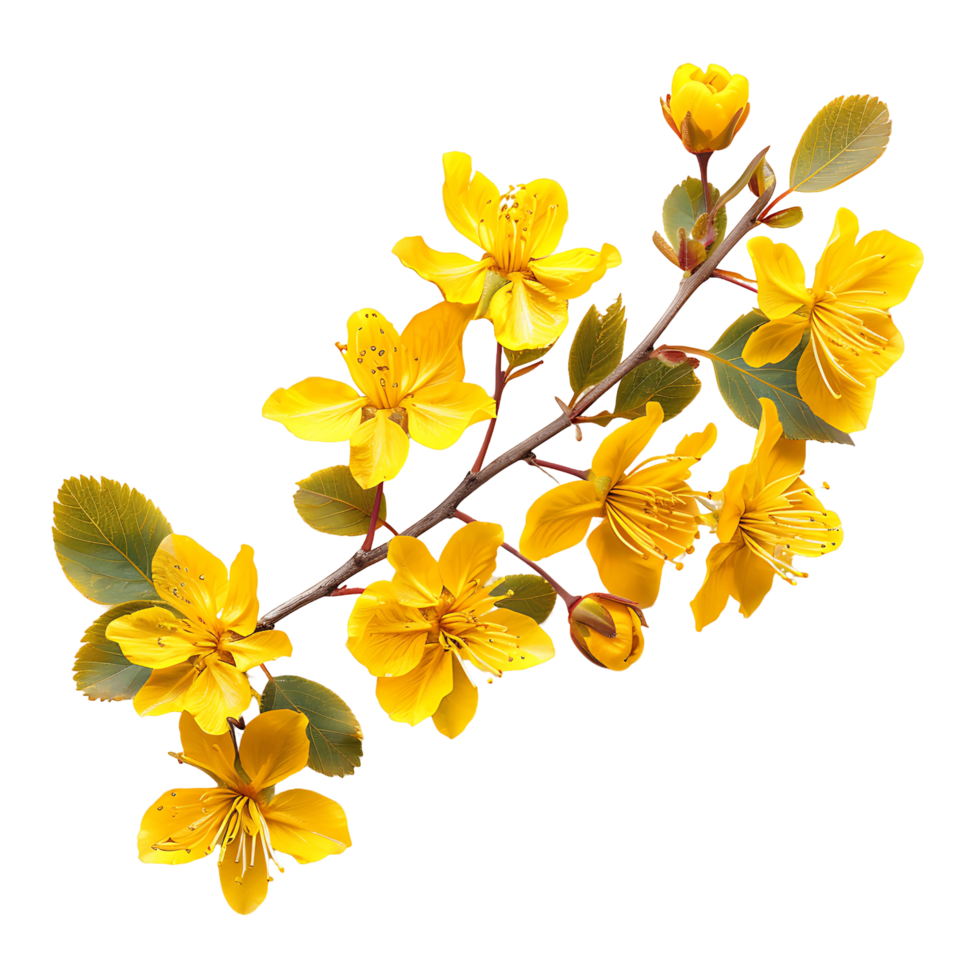 Yellow Autumn Flower Branch on Transparent Background Cut Out Stock Photo Collection png