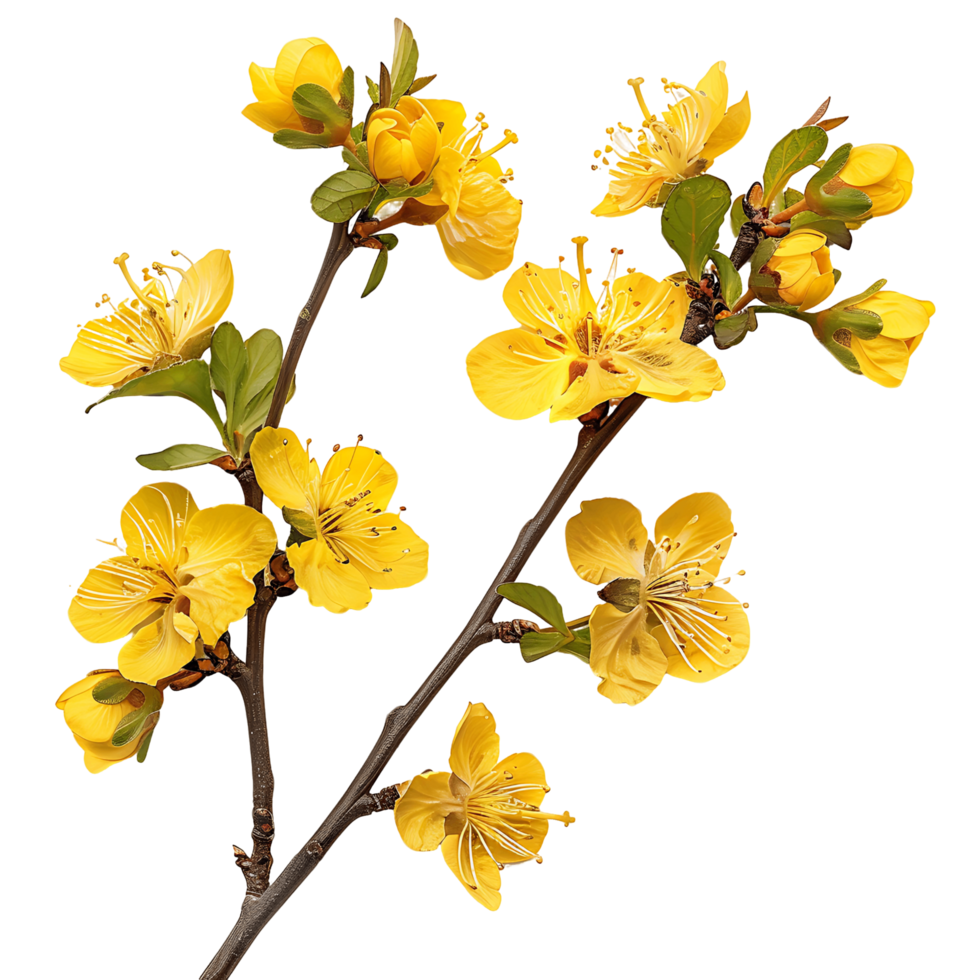 Elegant Yellow Autumn Flower Branch Cut Outs Ready to Use Images png