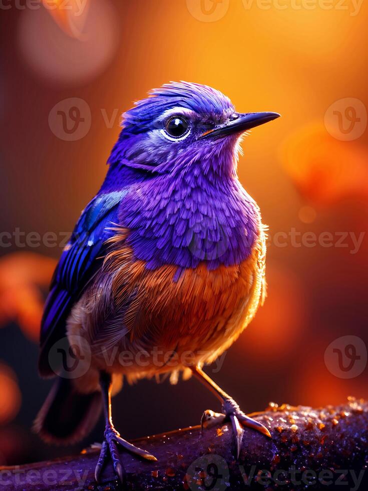 bright african orange-violet bird photo