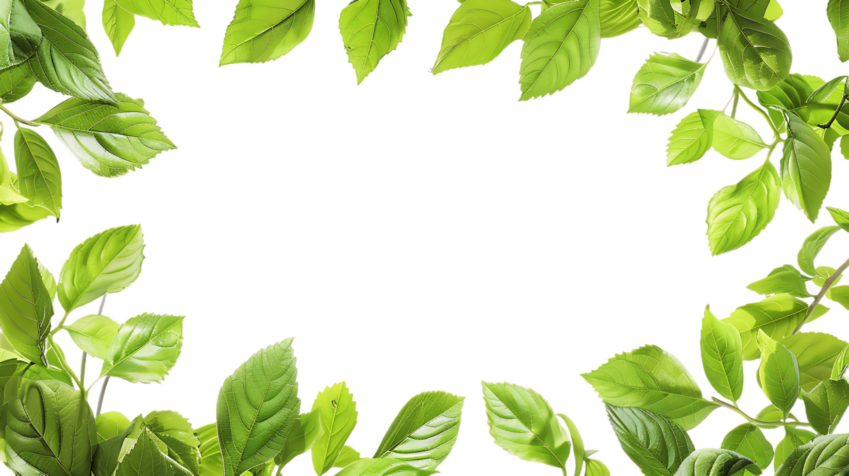 Green Leaves Frame Isolation Diverse Stock Options png