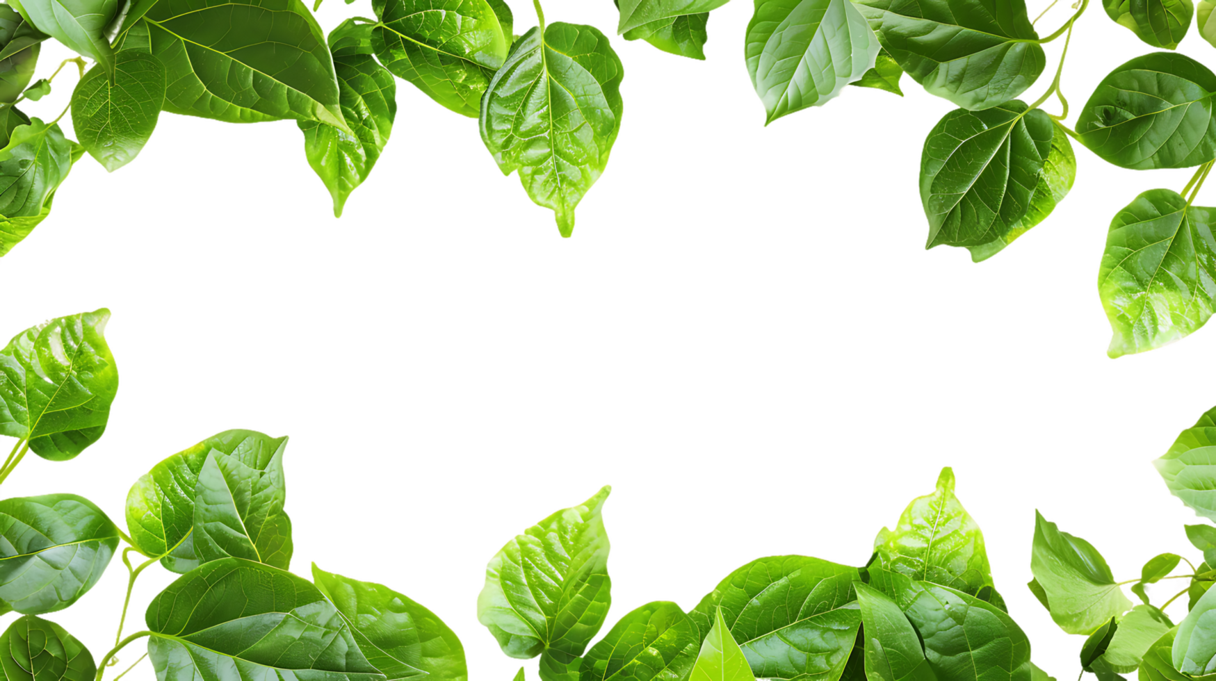 Green Leaves Frame on Transparent Background Cut Out Stock Photo Collection png
