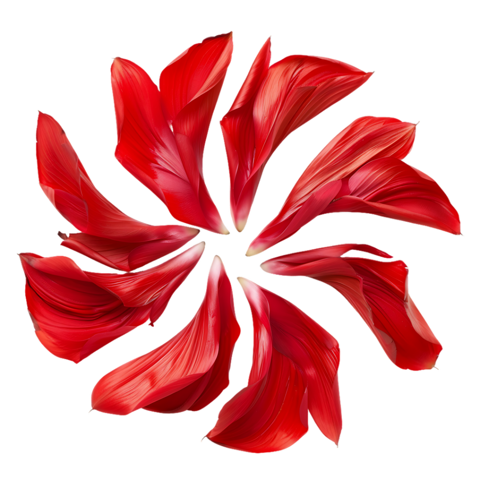 Red Flower Petals on Transparent Background Cut Out Stock Photo Collection png