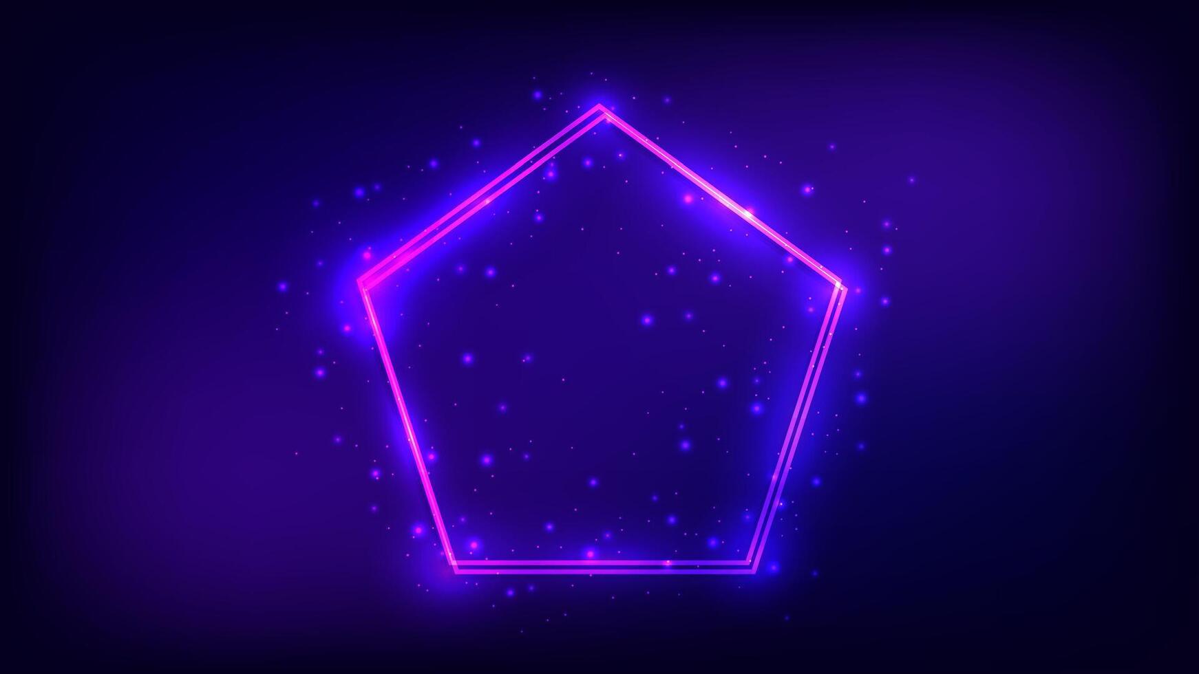 Neon double frame with shining effects vector