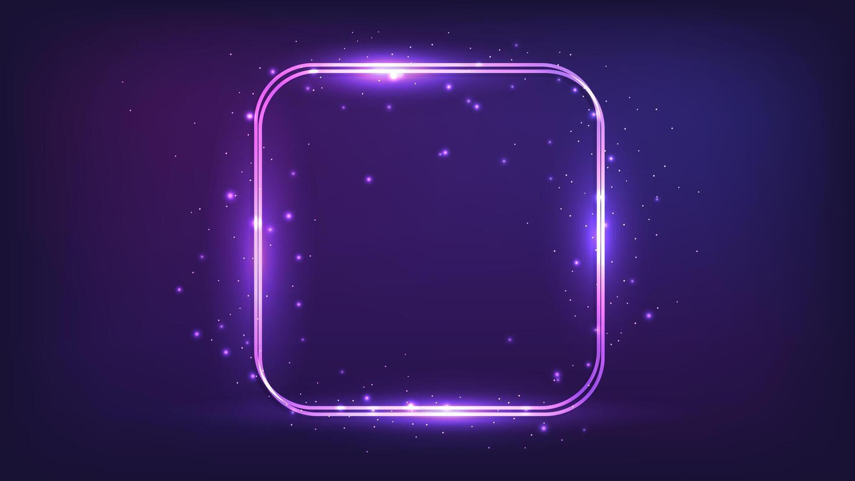 Neon double frame with shining effects vector