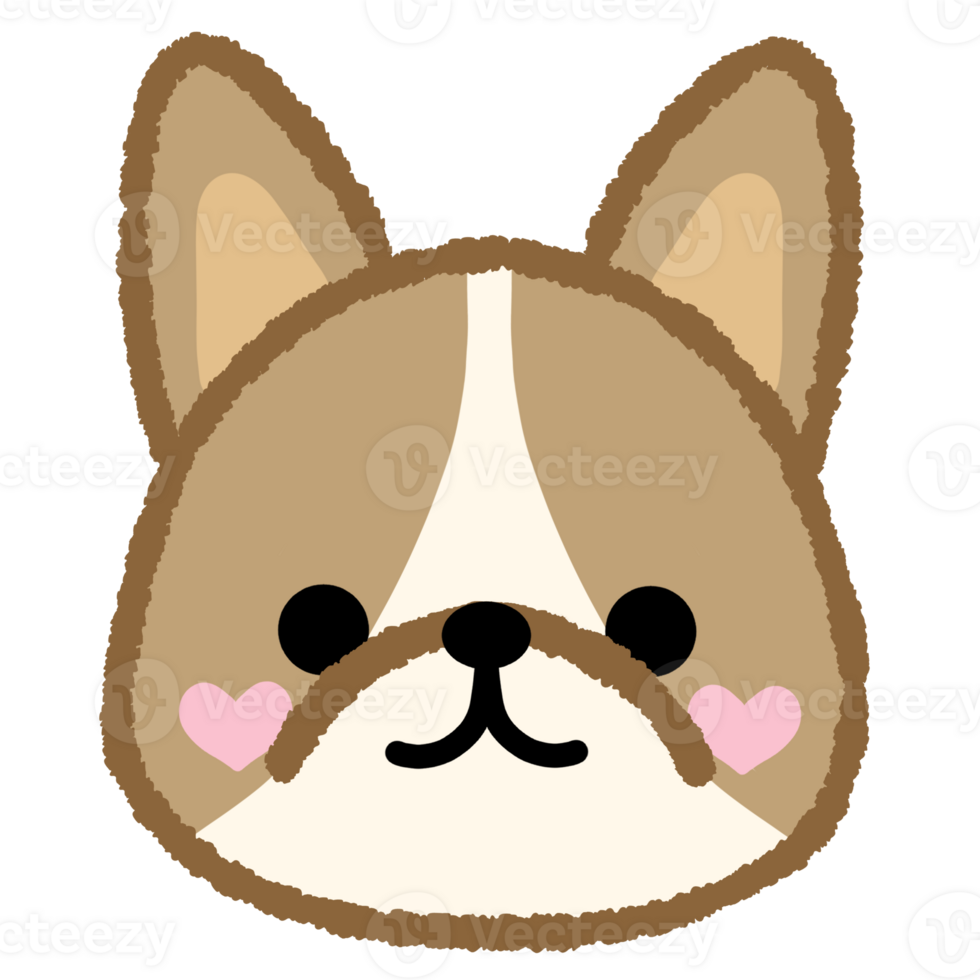 Cute doodle dog headshot illustration png