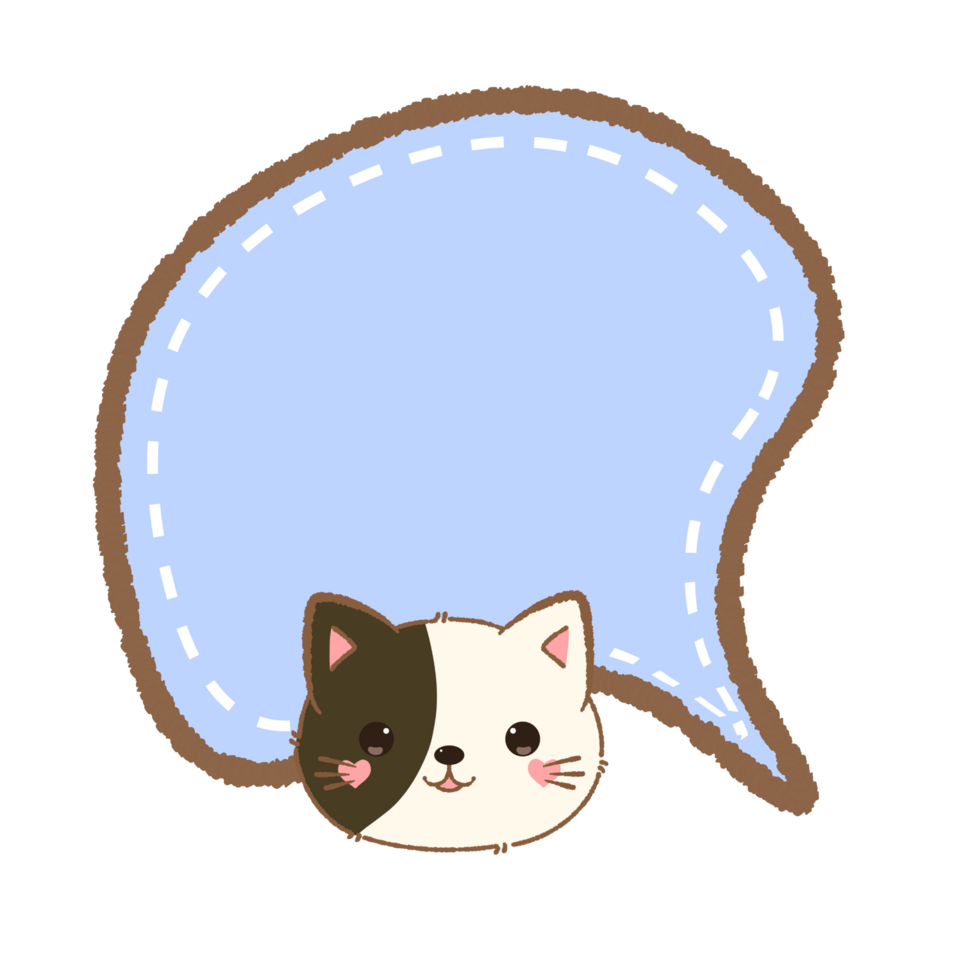 cute Speech Bubble with cat illustration png